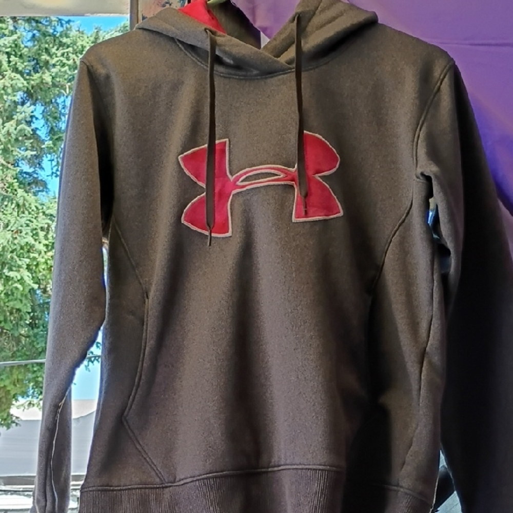 Under Armour Charcoal Hoodie with Red Logo